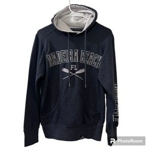 Surf Style Womens Blue Madeira Beach Drawstring Hoodie Pullover Sweater Sz Small